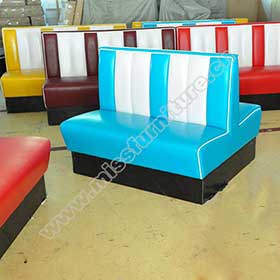 Wholesale blue and white color double side 4 seater american style retro kitchen booth seating furniture gallery-blue double side 4 seater booth seating