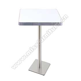 High quality square fireproof table top and stainless steel table base american 50's diner bar table,fireproof restaurant american diner bar table