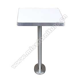 Customize #304 steel fixed to floor table base square 1950's retro cafeteria bar table, durable fixed table base retro 1950s cafeteria bar table