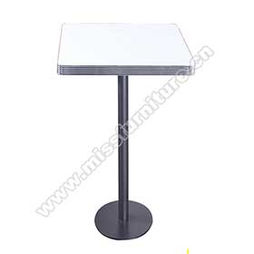 1950s american retro bar table M-8712-Popular round black iron table legs with aluminium edge white color square fireproof veneer table top dining room 1950's retro diner bar table