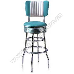 1950s american retro bar chair M-8802-High quality turquoise/yellow 6 channeled back chrome midcentury american diner barstools, turquoise chrome 1950's american diner bar chairs