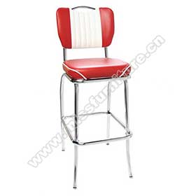 1950s american retro bar chair M-8824-Red colour with handle and stripe back steel 1950s retro bar chairs, stainless steel frame red leather with handle retro 1950s bar chairs furniture