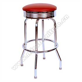 1950s american retro bar chair M-8829-Red PU leather restaurant round chrome retro bar stools, american style vintage gross red round seat chrome retro bar stools furniture