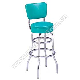 1950s american retro bar chair M-8820-Turquoise backrest and seat round steel dining room retro bar stools, metal with chrome american dining room turquoise retro bar stools