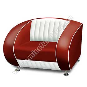 Classic red American 1950s retro diner single Bel Air sofas seating, dining room american retro single Bel Air sofas