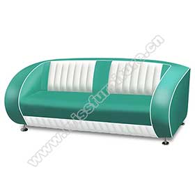 High quality turquoise and white double seating American midcentury diner Bel Air sofas seating, retro diner double Bel Air sofas seating