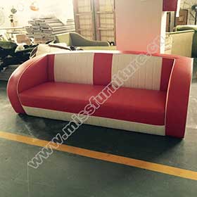Wholesale American retro diner red and white double seater Bel Air sofas seating, red leather 2 seater 50s diner Bel Air sofas seating