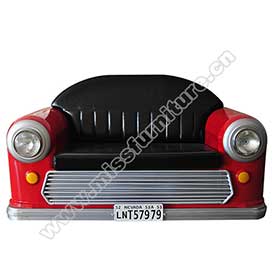American 1950s retro diner metal car sofas seating M-8964-Customize with LED lights retro diner iron car sofas seating M8964, retro dining room/kitchen iron frame with leather upholstered car sofas