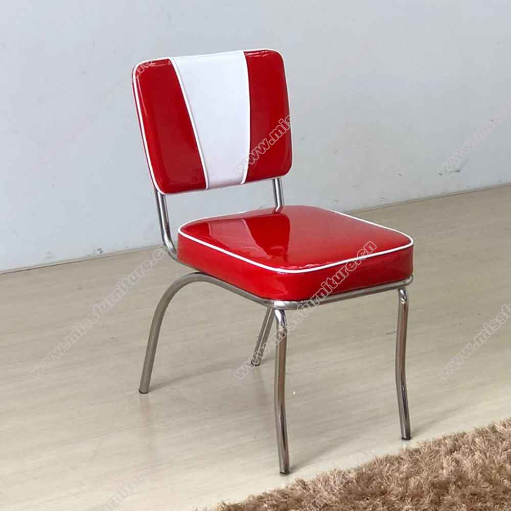 Drak rubby V back stainless steel vintage 1950's american pub chairs,V shape backrest dining room american style 1950's retro bar chairs, American 1950s style retro diner bar stools furniture M-8826