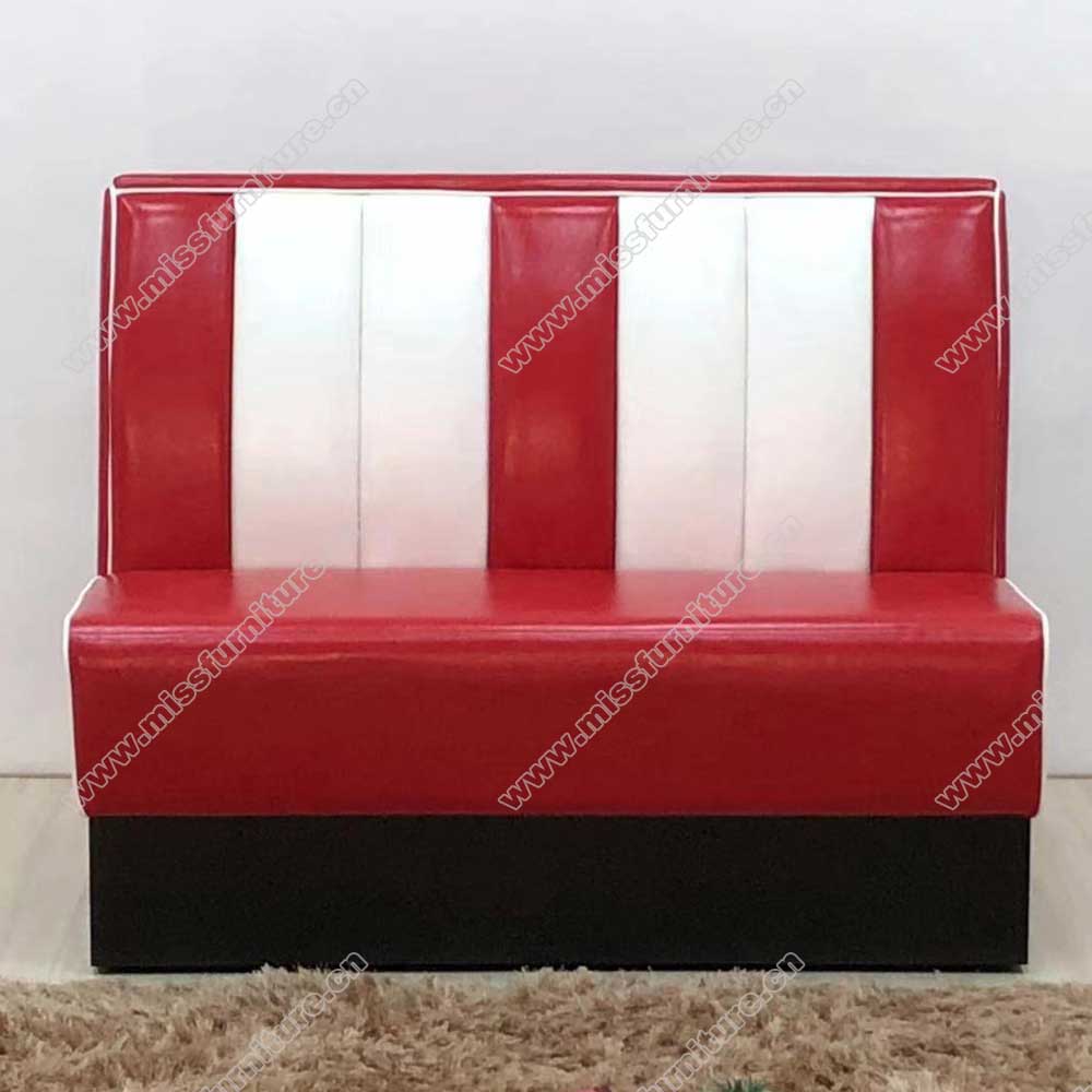 Wholesale rubby and white color retro kitchen 1950s american diner booth sofas, thick seater rubby 50s retro kitchen diner booth sofas,American 1950s style retro diner booth seating furniture M-8503