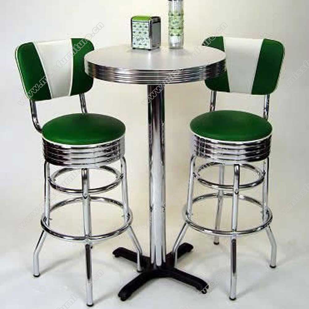Customize #304 steel fixed to floor table base square 1950's retro cafeteria bar table, durable fixed table base retro 1950s cafeteria bar table, American 1950s style retro diner bar table furniture M-8711