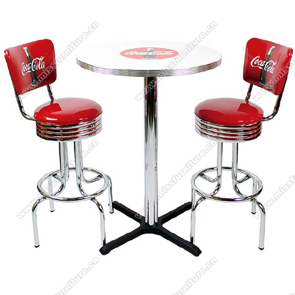 Retro Bar Stools And Table Set, American Retro Bar Stools
