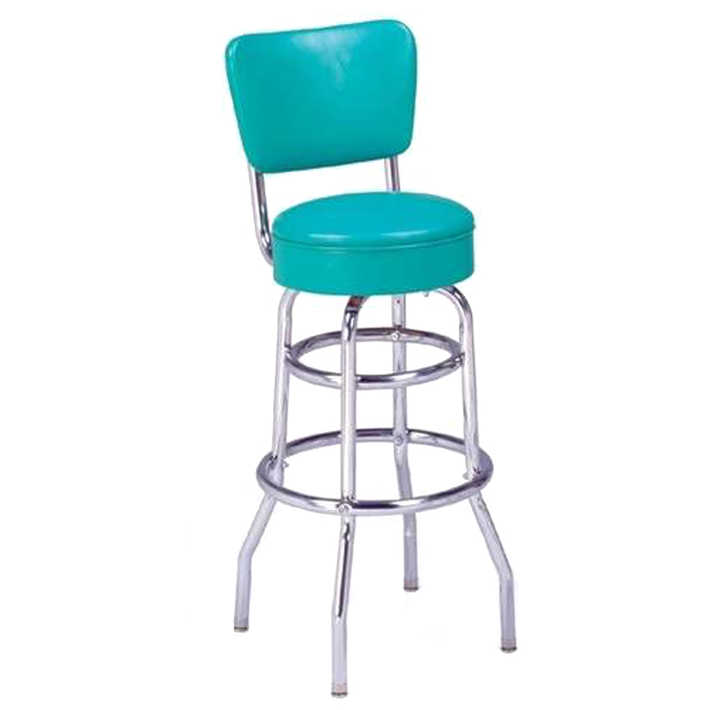 Customize pure red and blue PVC leather midcentury american diner chrome bar chairs and table set, 50s retro diner bar table and chairs set, American 1950s style retro diner bar chairs and table set furniture M-8603