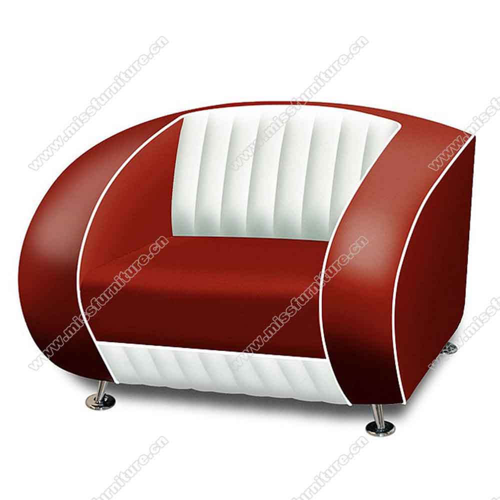 Classic red American 1950s retro diner single Bel Air sofas seating, dining room american retro single Bel Air sofas